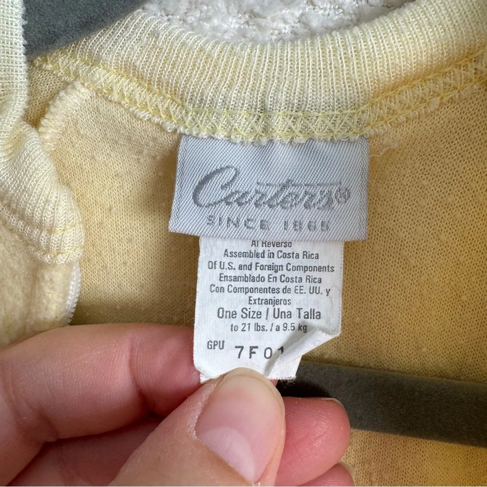 Vintage Carters Yellow Fleece‎ Embroidered Bear Soft Sleepsack Size 0-12 Months